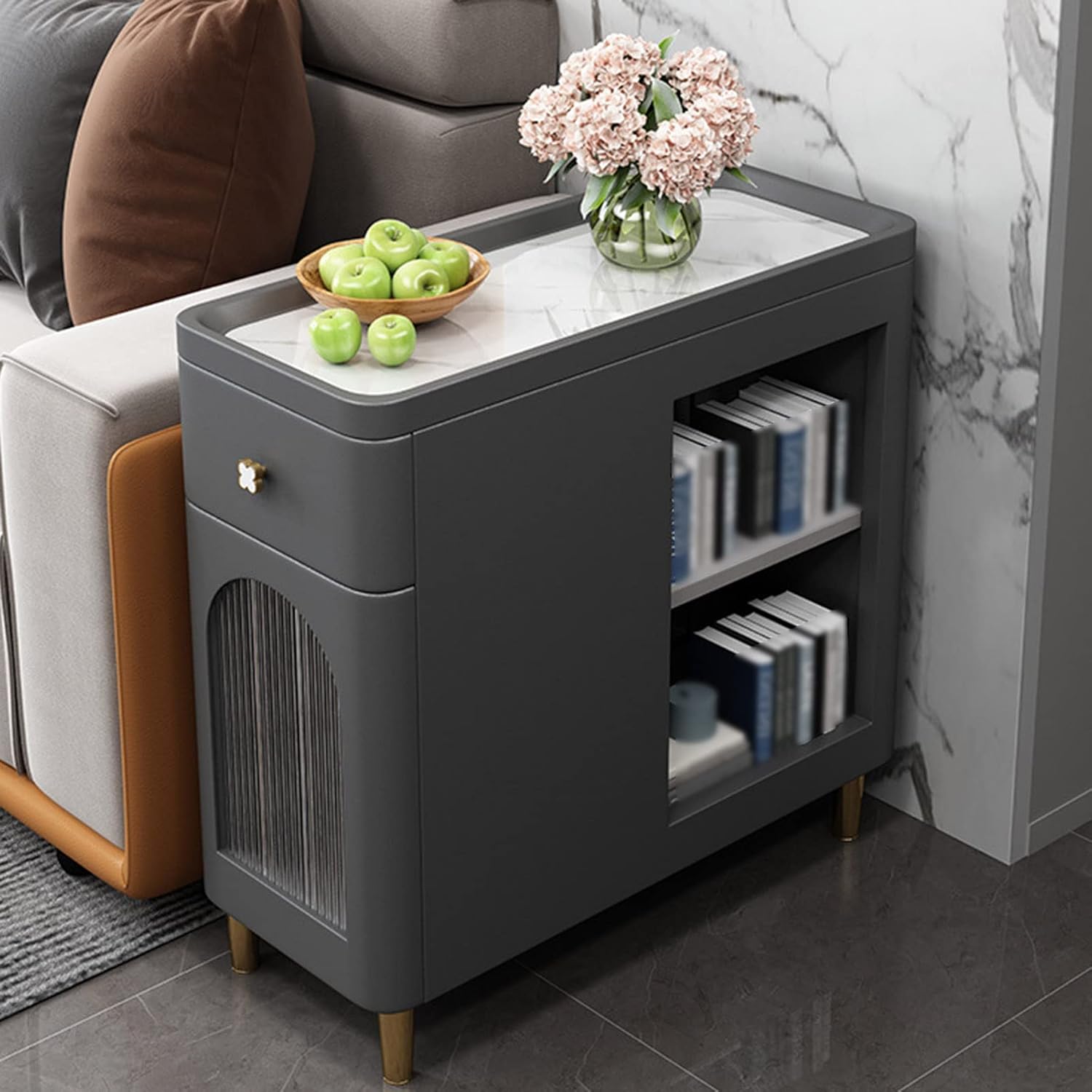 Coffee Table with Charging Station with Usb Port 2 Tier Open Storage