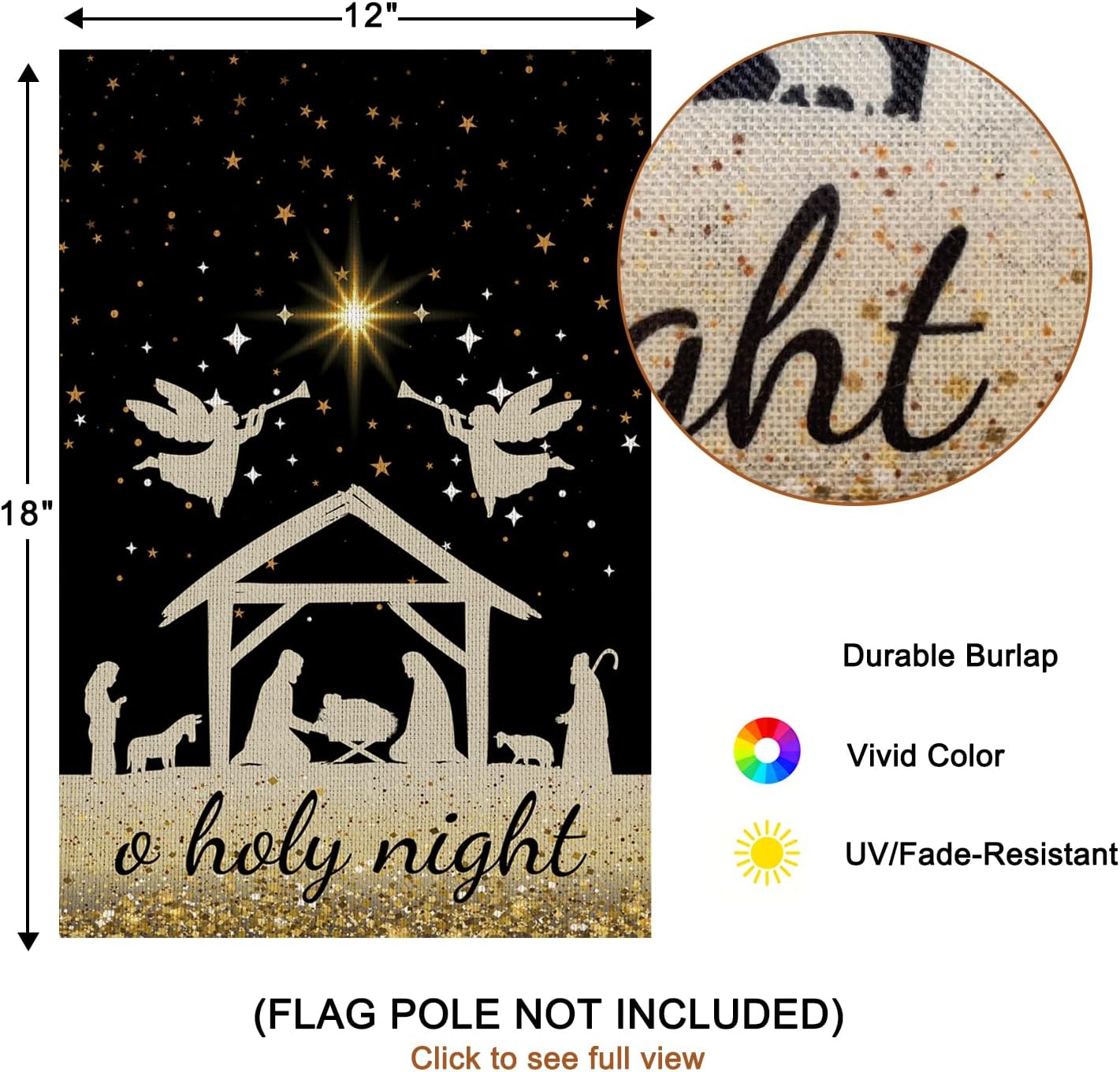 Christmas Garden Flag 12×18 Inch Double Sided Outside,Holy Night Yard Flag Jesus Nativity Winter Garden Flag,Small Burlap,for Outside Xmas Welcome Winter Holiday Yard Decoration - Image 2
