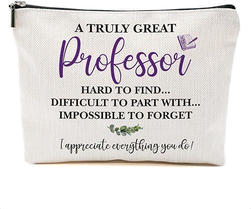DHKG Professor Gifts for Women Appreciation Makeup Bag, Thank You Gift for Instructor Professor Mentor Cosmetic Bags Christmas Retirement Present for Coach Preceptor Graduation Travel Cosmetic Pouch