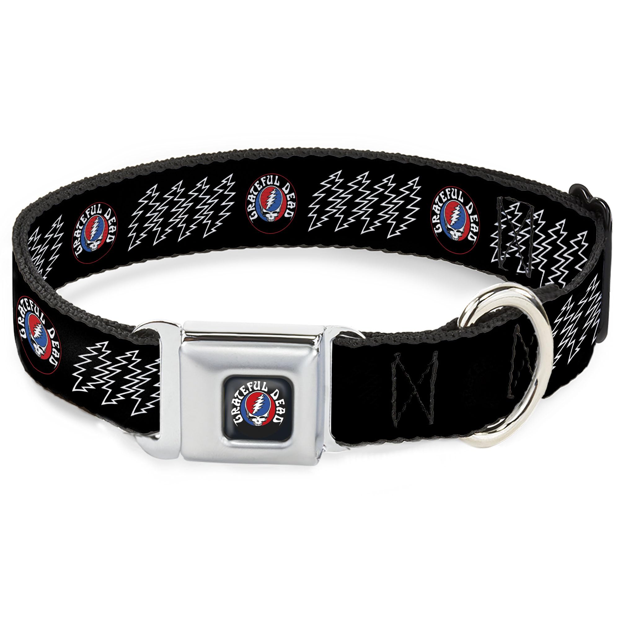 Collier chien Grateful Dead boucle ceinture 28-41.5cm Noir Blanc