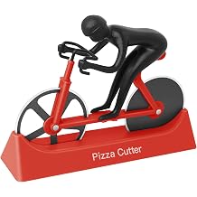 KUONIIY Pizza Cutters, Bicycle Pizza Cutter Dual Stainless Steel Super Sharp Blades Slicer with Non-Stick Coating, Red