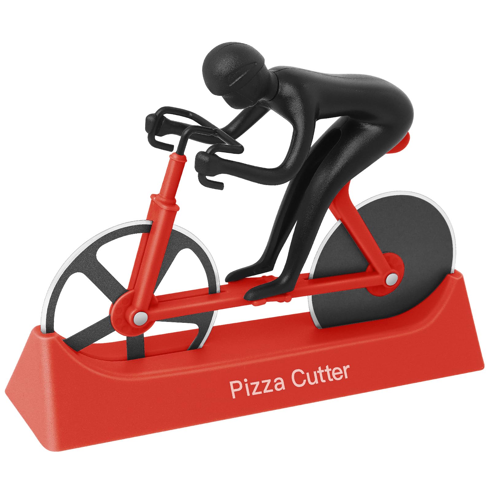 KUONIIY Bicycle Pizza Cutter Wheels, Stainless Steel Cutting Wheels with Stand, Red