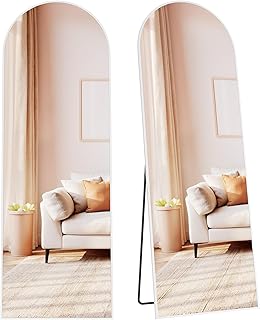 Comprar SONGMICS Espejo de Cuerpo Entero, 160 x 50 cm, Espejo de Pie Arqueado con Soporte, con Marco de Aleación de Aluminio, Cristal Templado, para Dormitorio, Salón, Vestuario, Blanco Mate LFM031WC01