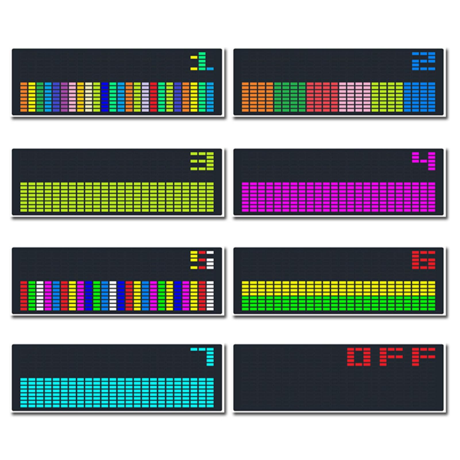 Display dello spettro musicale, analizzatore musicale a LED, analizzatore dello spettro audio, misuratore di controllo del suono colorato, 12 effetti dinamici e 7 effetti cromatici