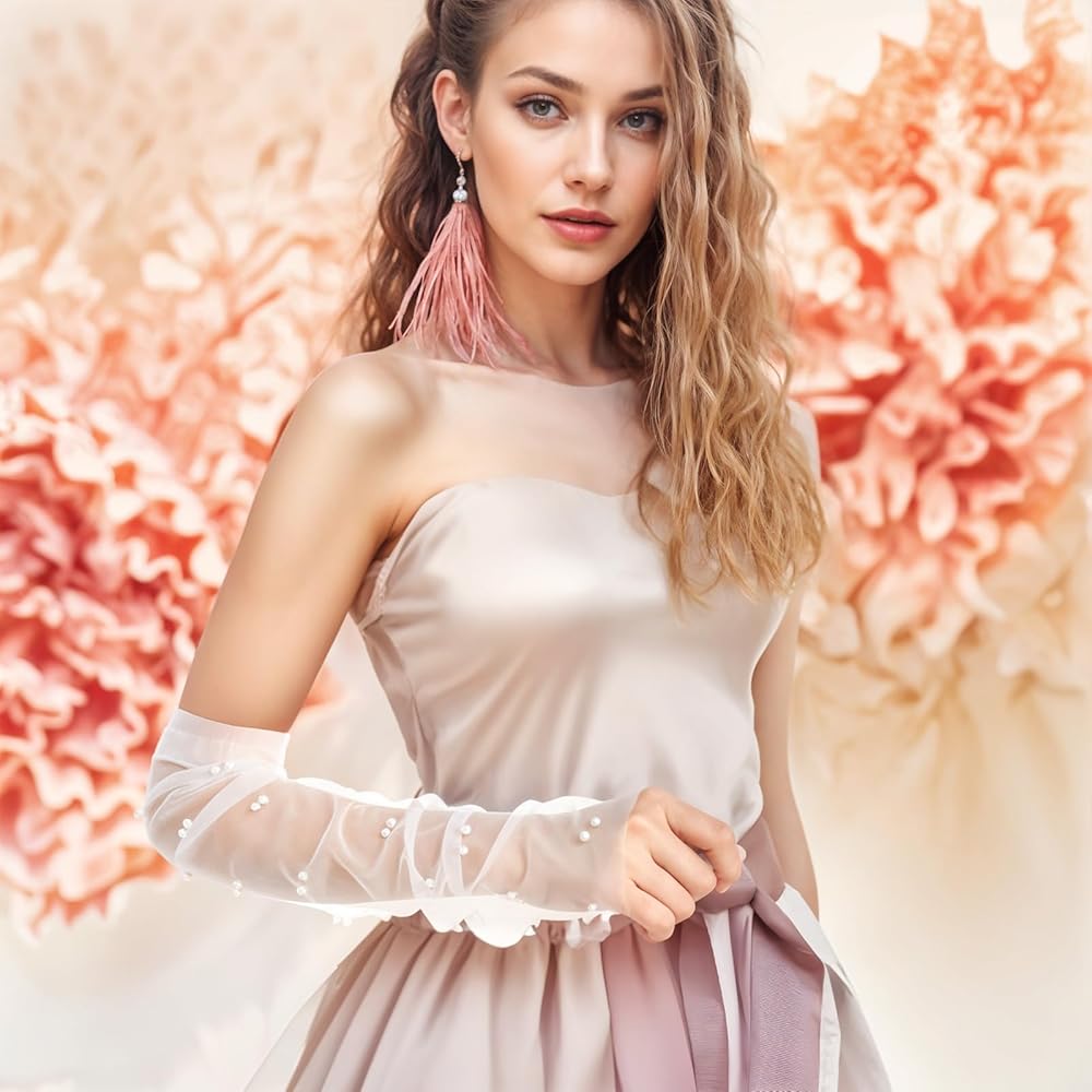 Yolev Lange Brauthandschuhe Tüll Weiß Bride Handschuhe Perlen Hochzeit Blumen Elsa Transparent Handschuhe Damen Weiß Perlen Braut Spitzenhandschuhe für Hochzeit Teeparty Yolev Lange Brauthandschuhe Tüll Weiß Bride Handschuhe Perlen Hochzeit Blumen Elsa Transparent Handschuhe Damen Weiß Perlen Braut Spitzenhandschuhe für Hochzeit Teeparty