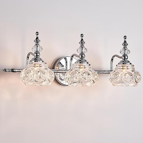 Luces de tocador para baño - Lámparas cromadas de 3 luces de tocador