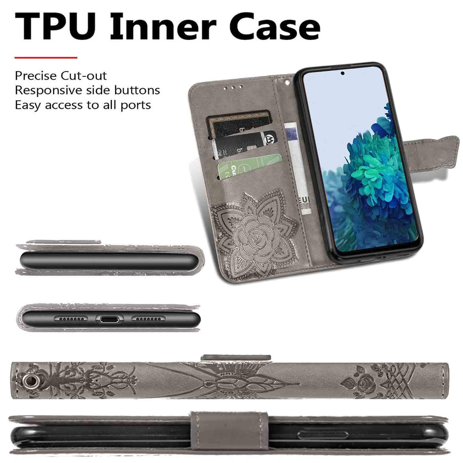 RonRun Cover Con Portafoglio E Supporto Per Xiaomi Redmi 12 4G / POCO M6 Pro - Pelle PU Con Rilievo 3D Farfalla, Viola Chiaro