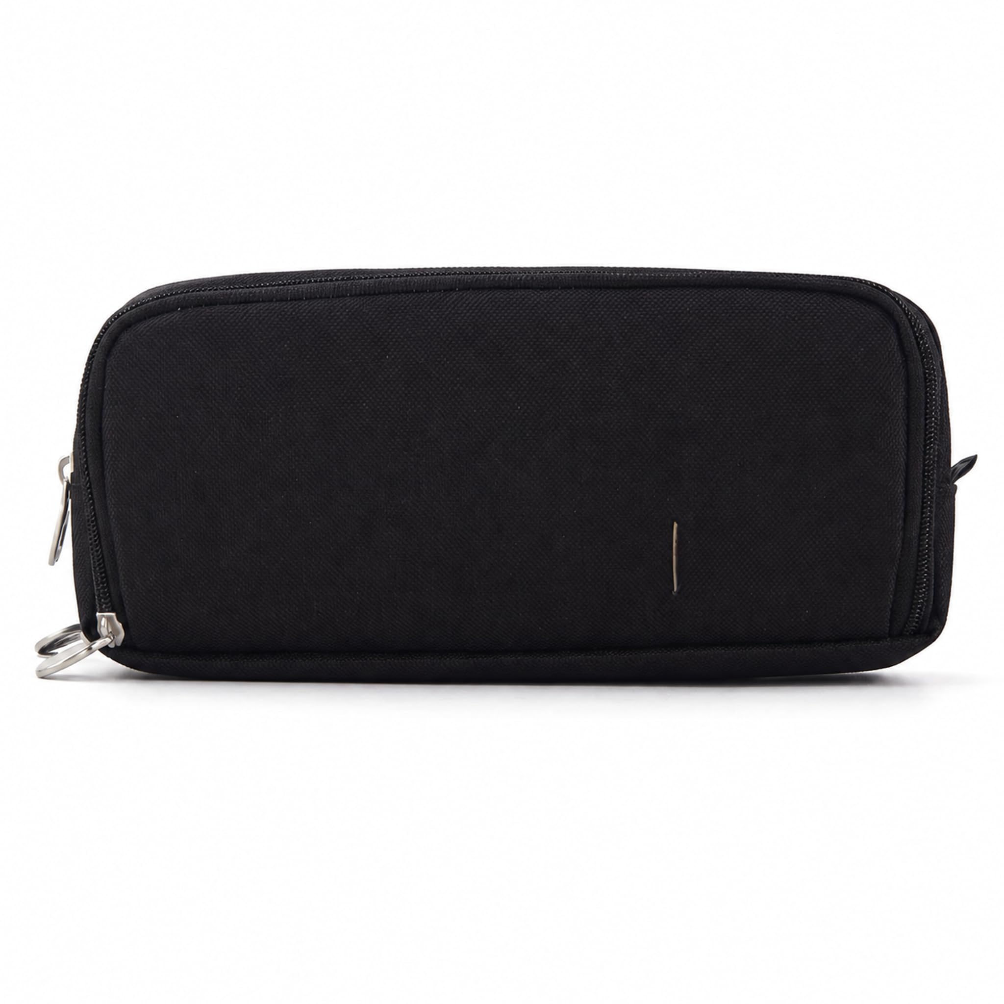 Large Capacity Pencil Case 3 Compartments Metal Zipper for School, Black