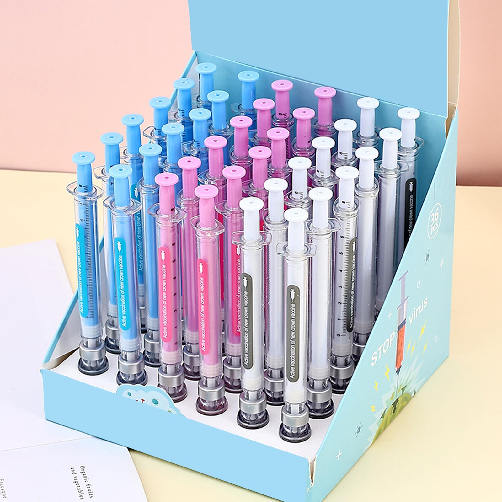 36 penna inchiostri gel realistici per inoculatori punta ago da 0, 38 mm penna gel con impugnatura ergonomica per studenti infermiere che scrivono appunti prendendo matite a base d ' acqua