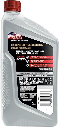 Miniatura 3 de Valvoline - Aceite de motor de protección extendida de alto millaje con tecnología Ultra MaxLife 5W-20, sintético completo, 1 cuarto de galón, caja
