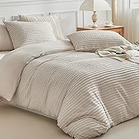 Vista 2 de WARMDERN Boho Duvet Cover Set King Size,Khaki Striped Duvet Cover Microfiber Bedding Set,3PCS Ultra Soft Breathable Lightweight Tuft Texture