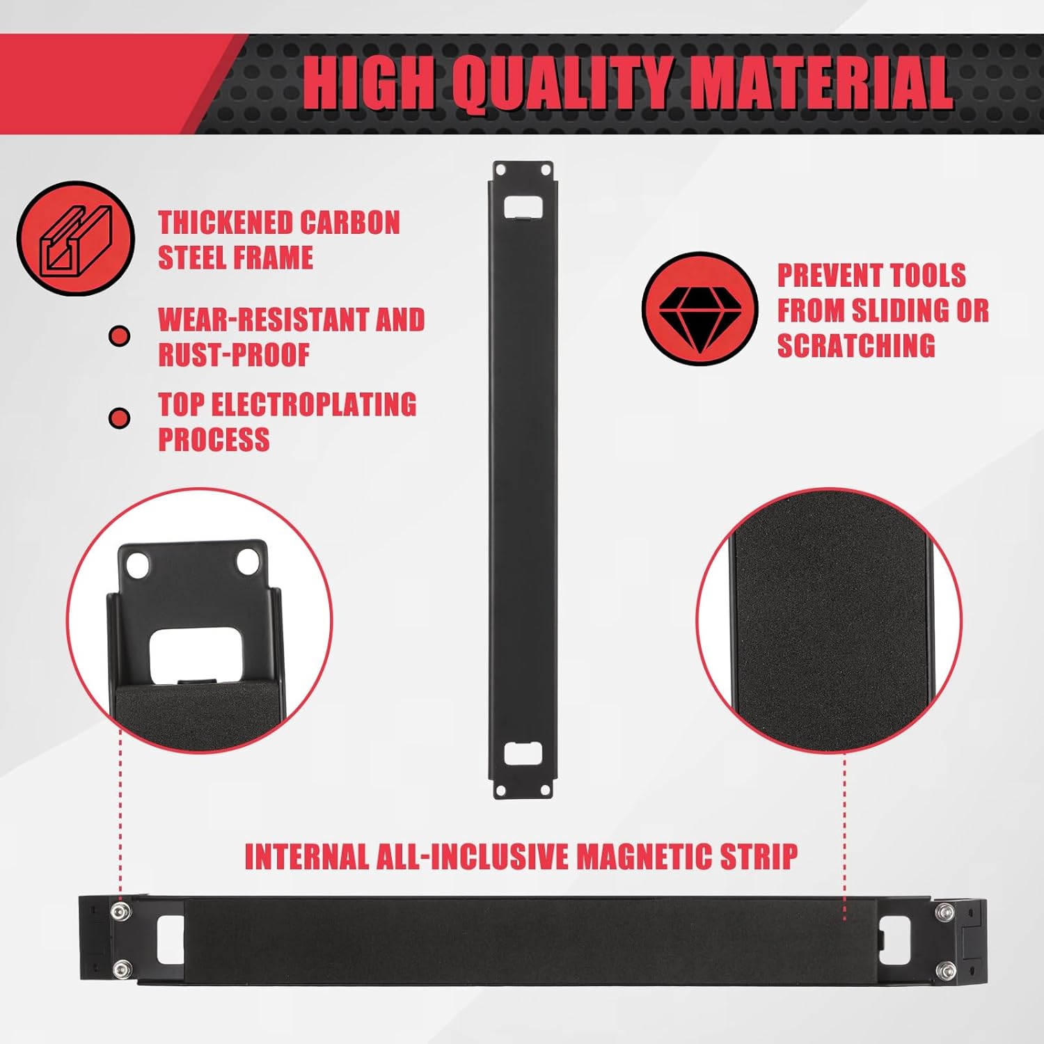 Magnetic Tool Strip Compatible with Milwaukee Packout Bar Mount Tools Holder Toolbox Accessories Powerful Magnet Tool for Work on Rails Side Bracket No Drilling Keeping Tools Handy