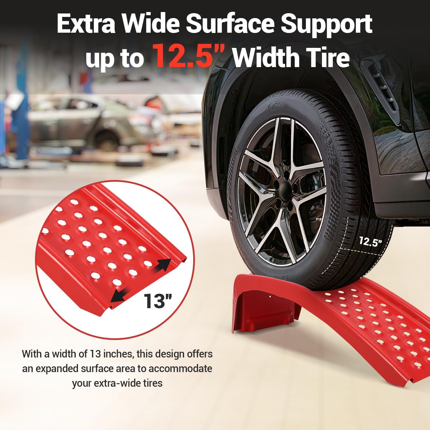 8" Capacity 8000 LBS Solid Steel Car Ramp Set, Heavy Duty Auto Truck Ramps for Oil Change and Car Repair, Ideal for Easy Home Garage Maintenance