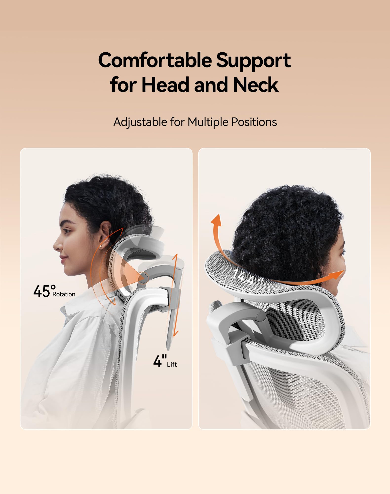 SIHOO B100 Office Chair, Comfy Ergonomic Office Chair, High Back Computer Chair with Adaptive Lumbar Support & wide Headrest, Flip-up Armrests, Swivel Desk Chair for Long Hours, WITHOUT Footrest, Grey view 7