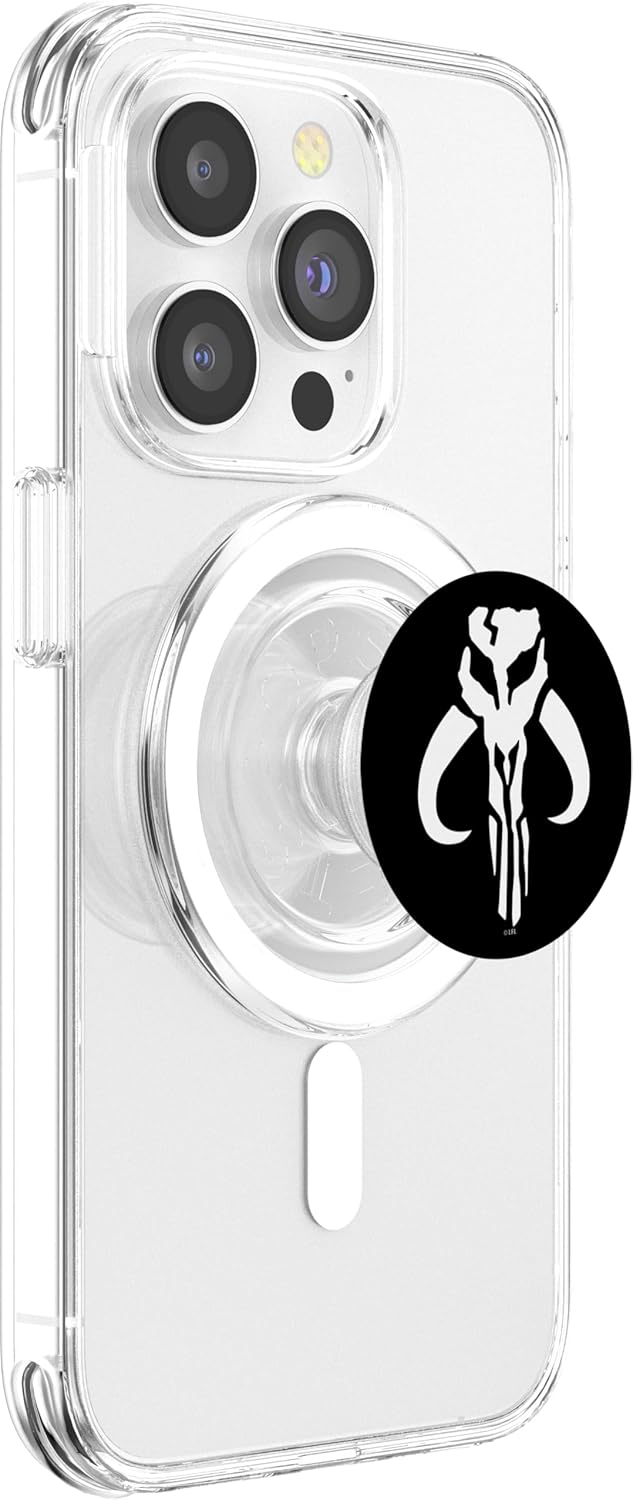 Star Wars Mandalorian Logo Black And White PopSockets PopGrip for MagSafe