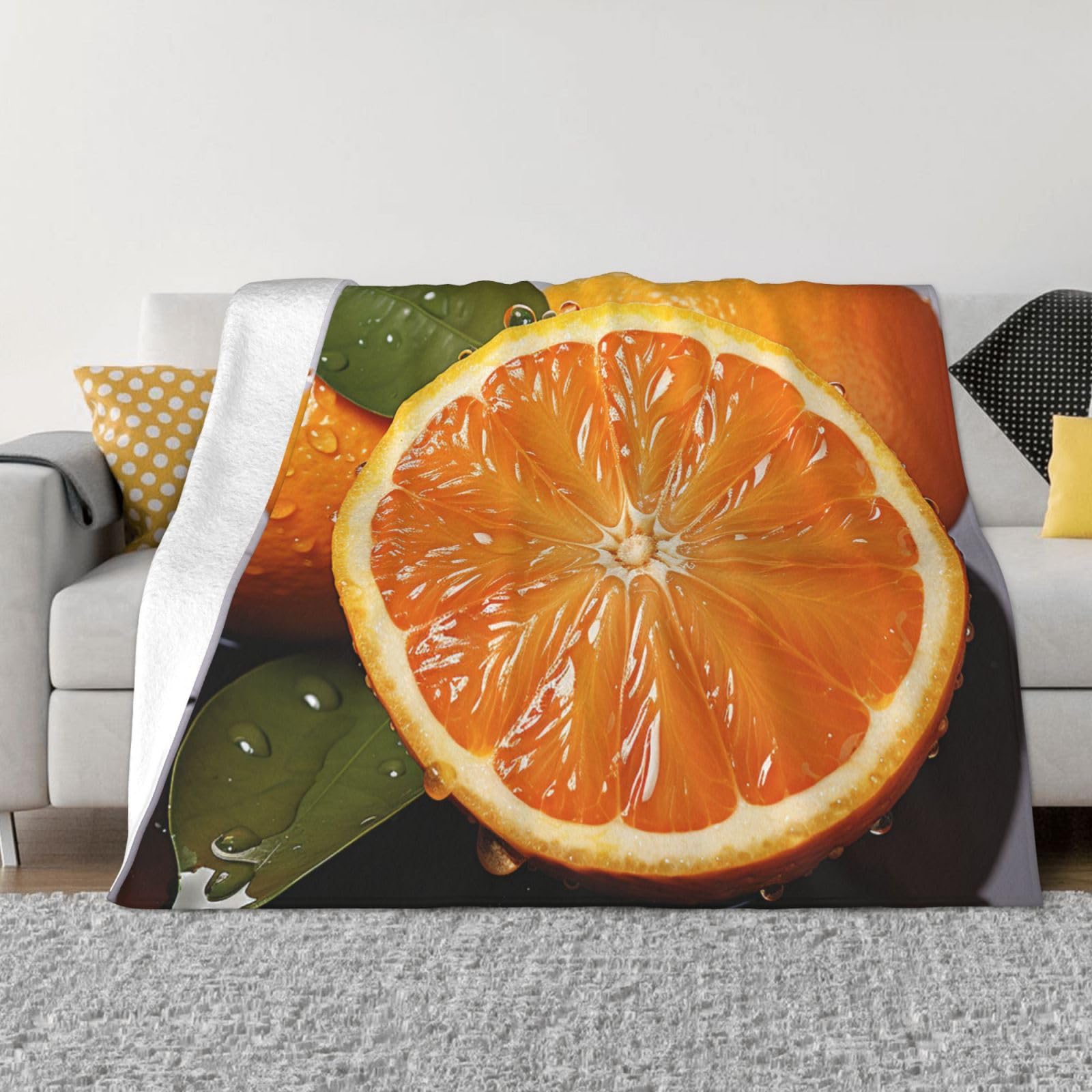 Couverture polaire orange plaid chaud pour lit canapé jeté de lit flanelle 127x101