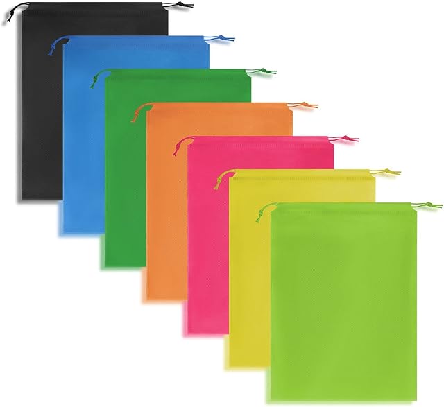 7-Piece Travel Shoe Bag, dust-Proof Shoe Bag, Portable Medium-Sized Shoe Storage Bag, Non-Woven dust-Proof Drawstring Shoe Storage Bag. (Color)
