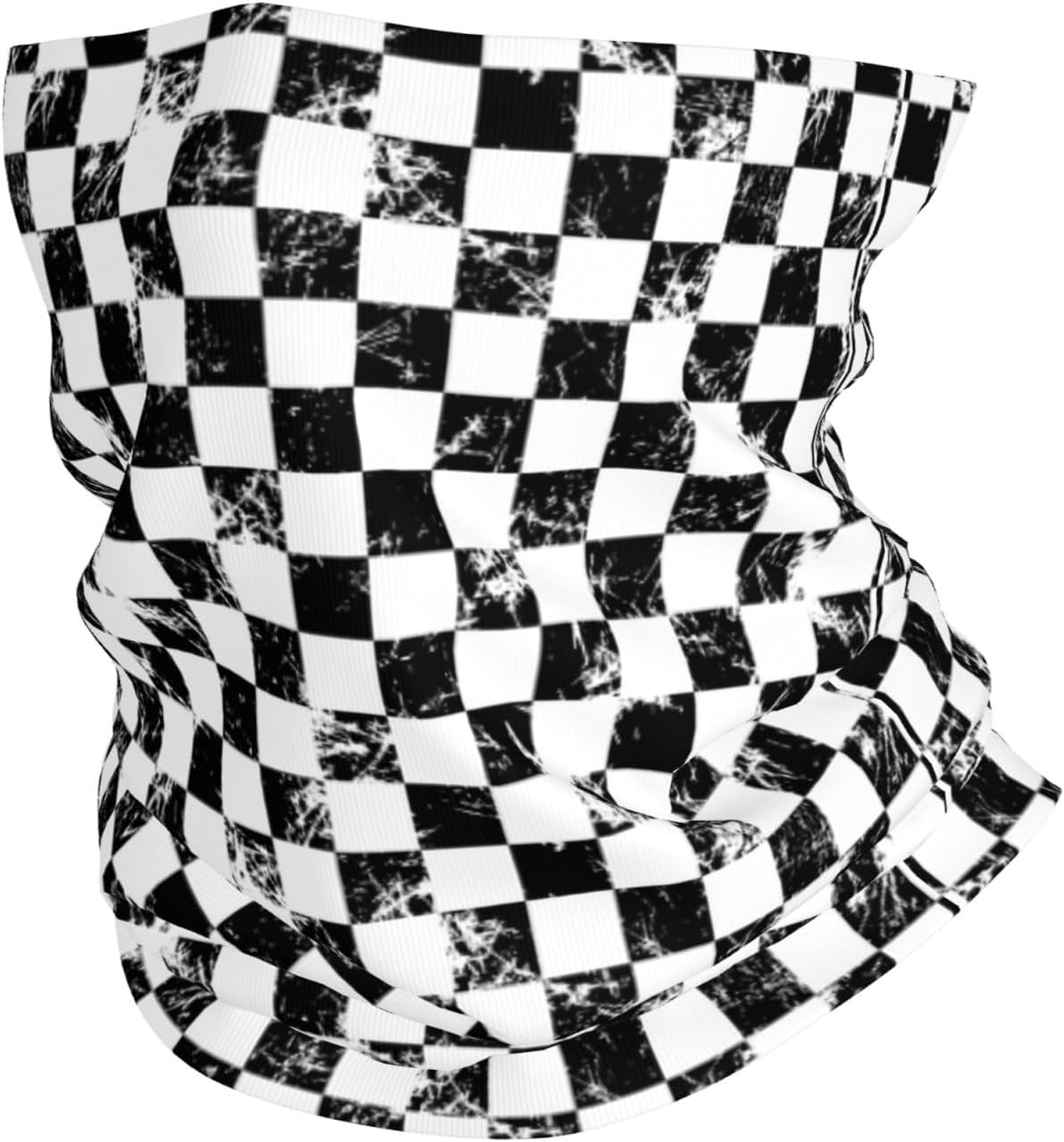 Neck Gaiters for Men Women - Creative Checkered Black White Print Balaclava Half Face Mask Cover Neck Scarf Bandanas