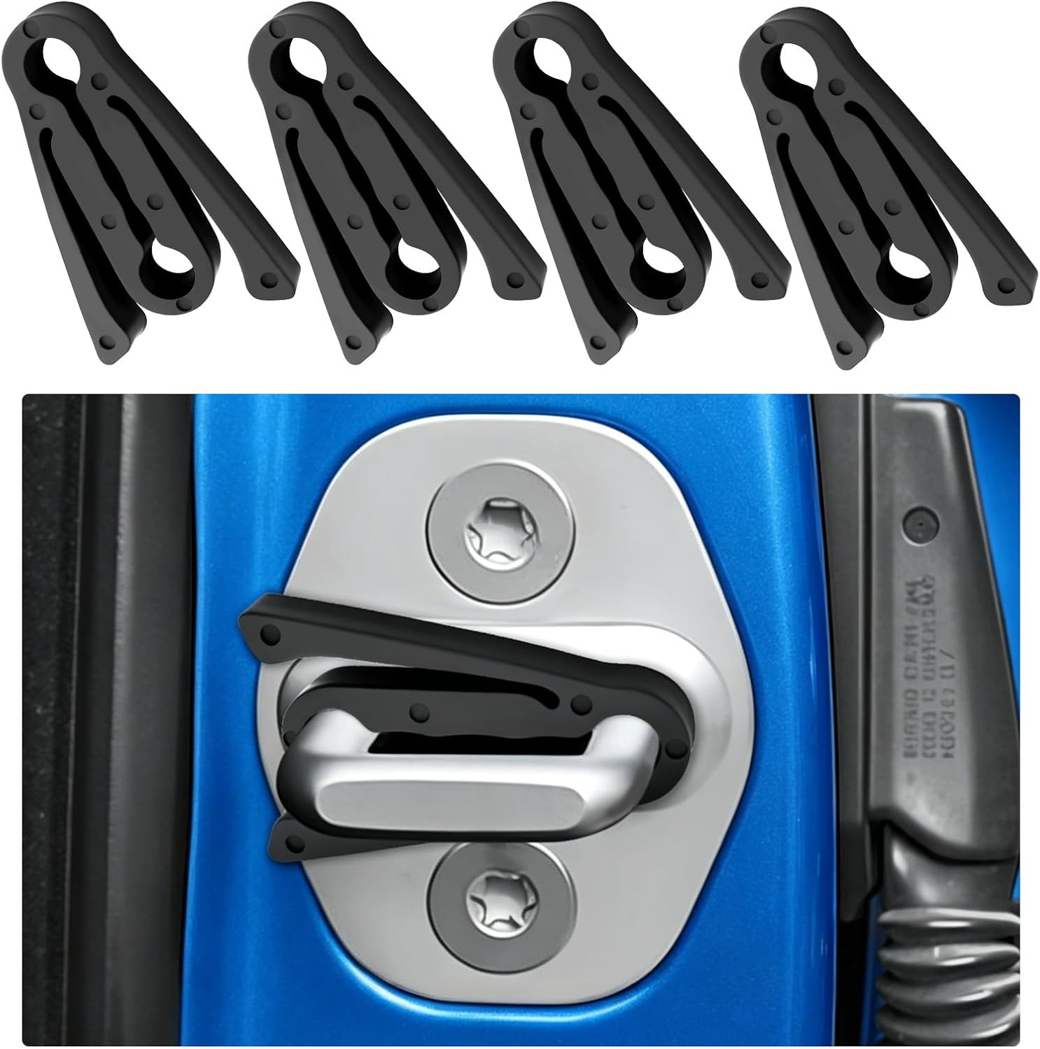4PCS Car Door Shock Absorber Pads,Enhanced Car Door Latch Cover Pad with Force Relief Structure,Universal Cars Doors Slam Stopper Cars Accessories for Lowering Slamming Noise
