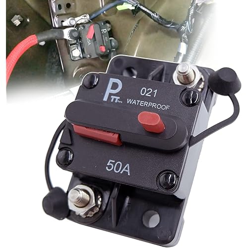 parts PTT / 12V- 48VDC,Surface-Mount & Waterproof Circuit Breakers with Manual Reset for Auto Boat Marine (50A)