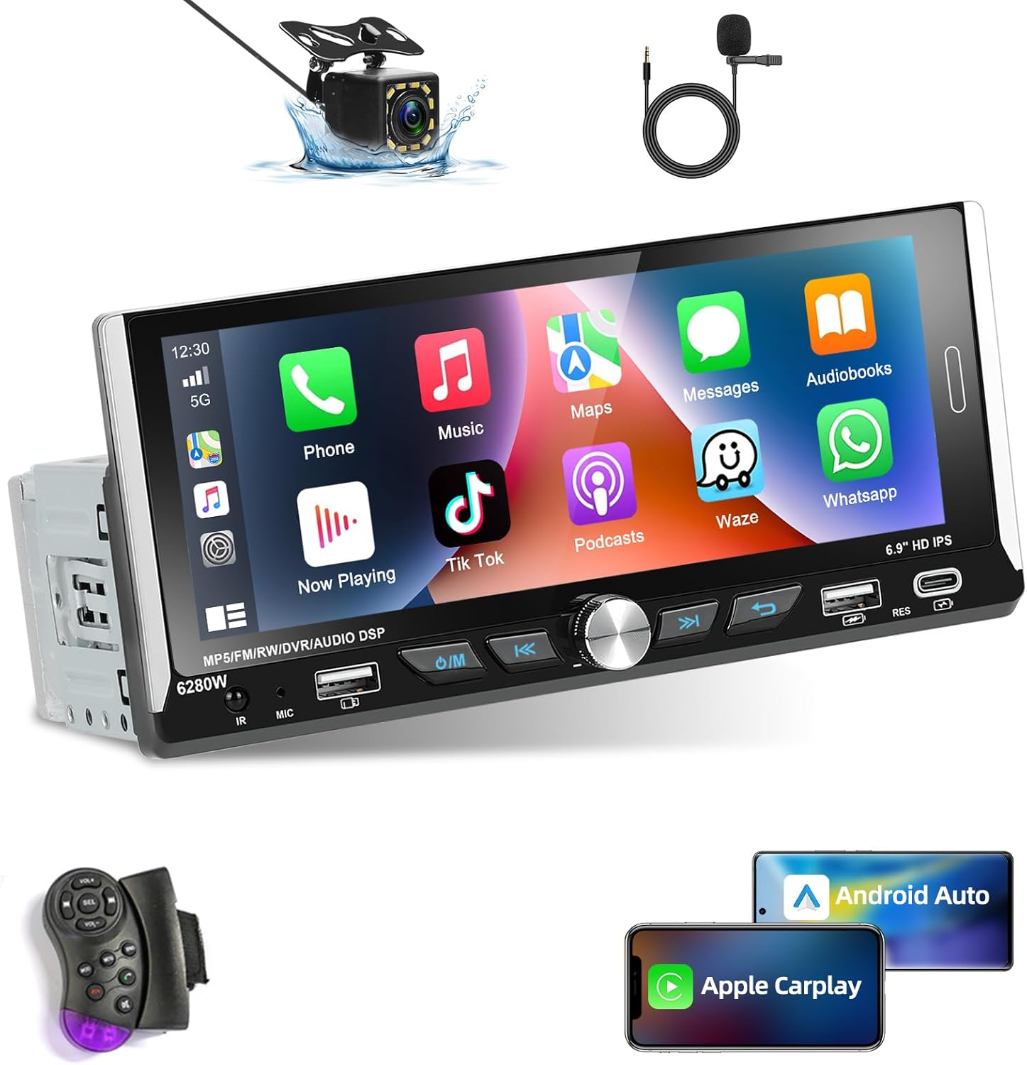 Podofo 1 DIN Car Radio Unit