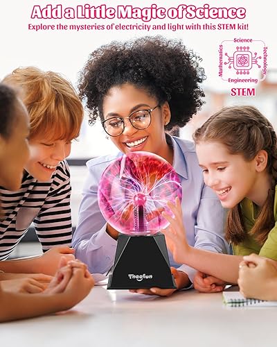 Miniatura 4 de Theefun Bola de plasma bola de 6 pulgadas con base de 3.5 pulgadas, globo de plasma, regalos de Navidad, lámpara sensible al tacto y al sonido, luz