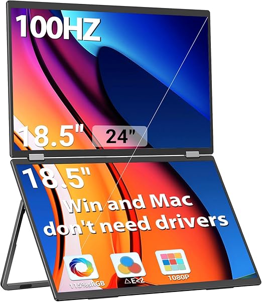 InnoView Portable 18.5" Triple Monitor for Laptops