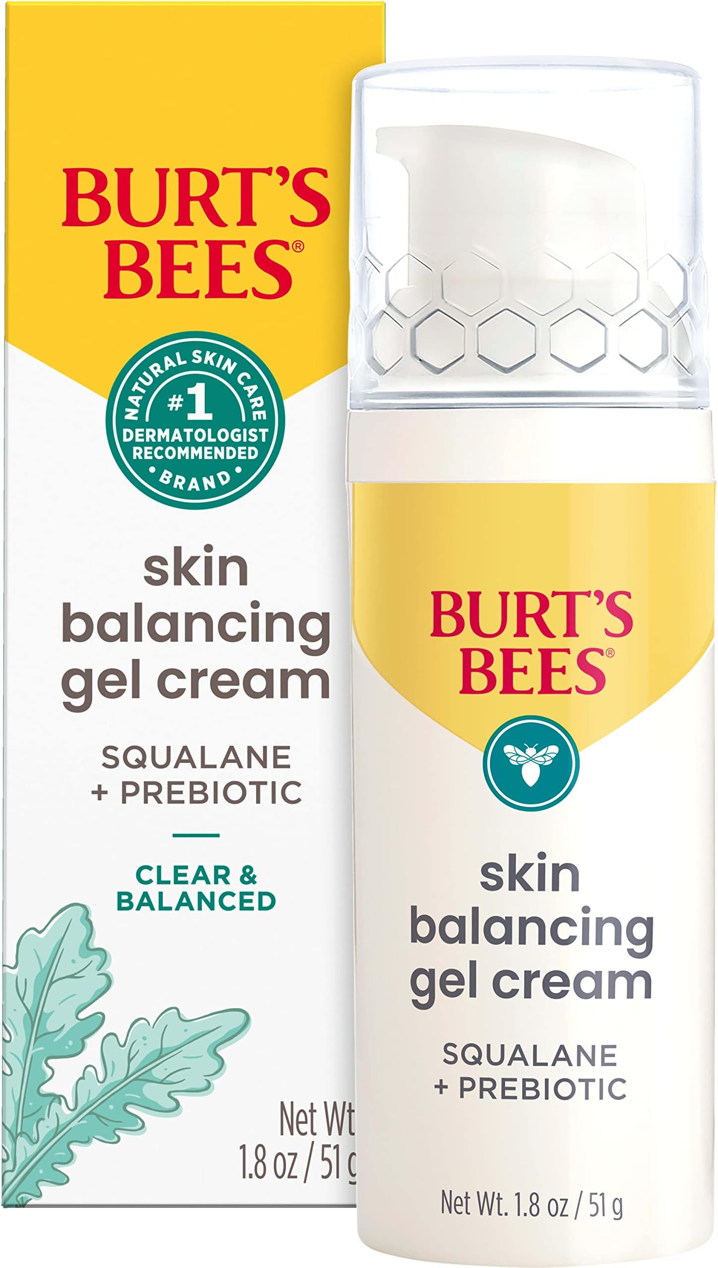 Clear and Balanced Skin Balancing Gel Cream With Squalane and Prebiotic, Gel Moisturizer for Breakout-Prone Skin, 1.8 oz. Bottle