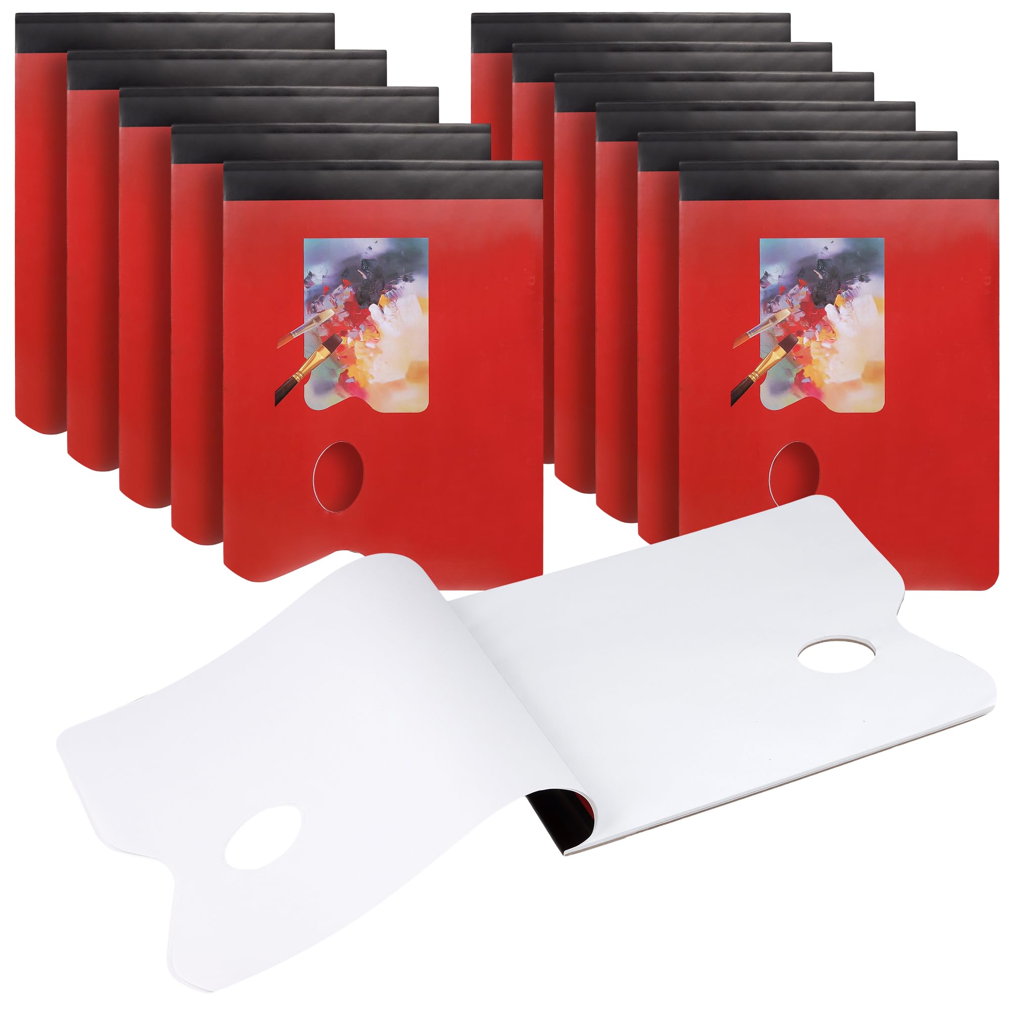 MUKLEI 12 PCS Oil Paint Palette Paper, 36 Sheet Artist Palette Paper Pad, Tear Off Palette with Thumb Hole Painting Palette Pad for Oil Paint, Watercolour, Acrylics Mixing