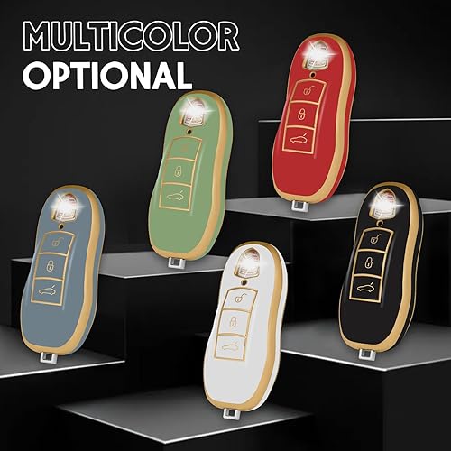 Miniatura 7 de WORCAS Funda protectora inteligente para llavero compatible con Porsche Boxster Turbo Cayenne Panamera Macan Cayman 911 llave inteligente sin llave