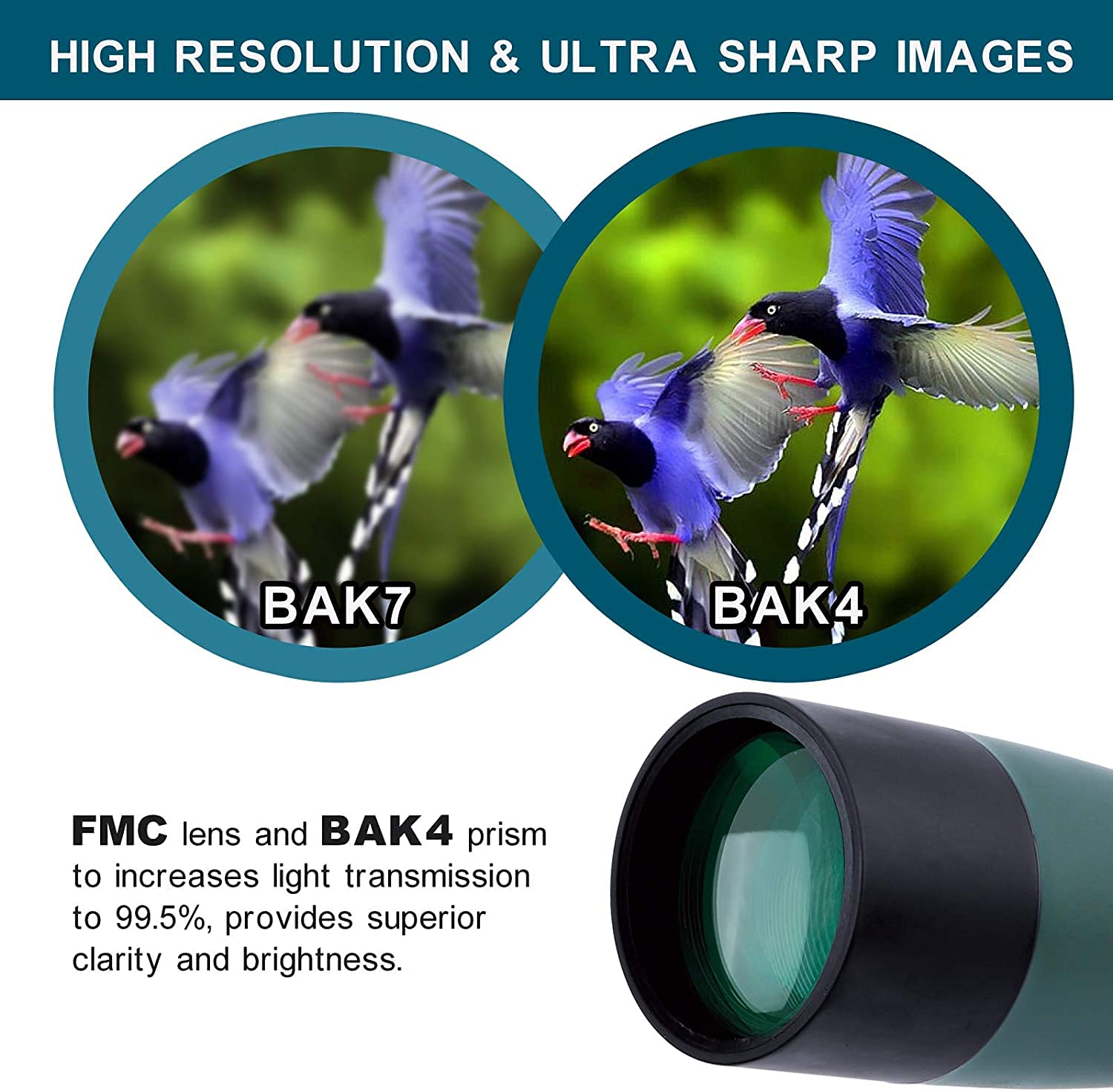Cannocchiale, zoom 20-75x70mm Lente ottica completamente multistrato antiappannamento e mobile Telescopio con design in gomma per oculare con kit di montaggio rapido per smartphone e treppiede