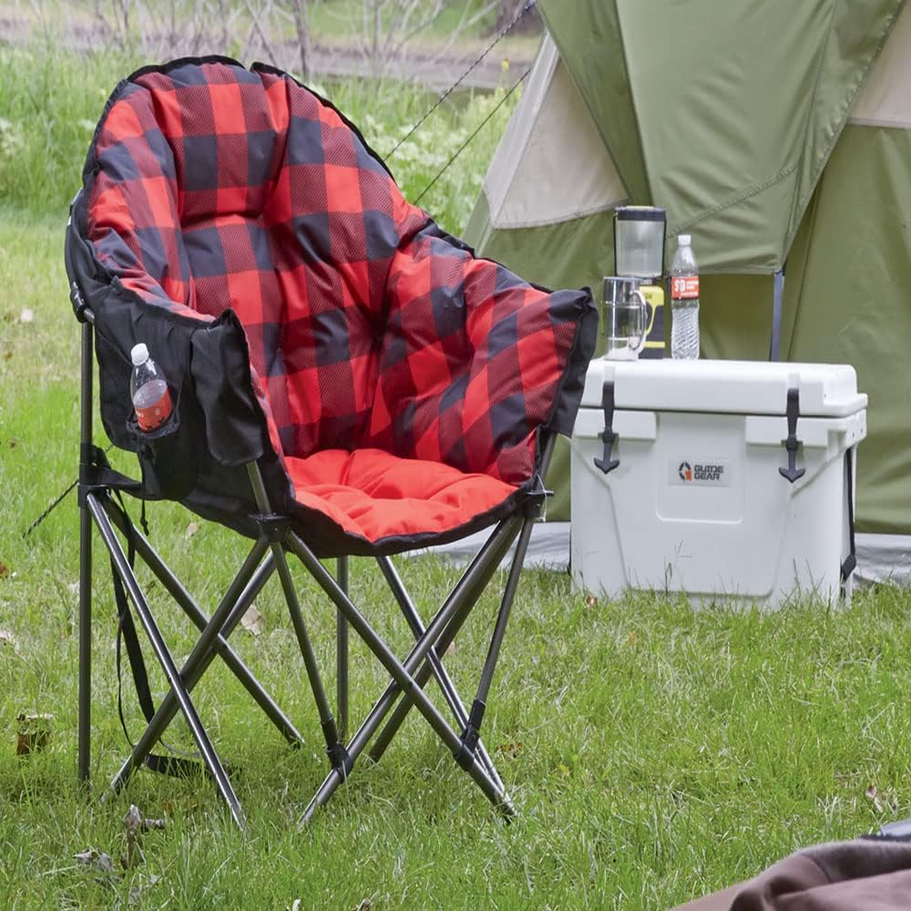 Guide Gear Oversized Club Camp Chair, 500-lb. Capacity, Red Plaid : Sports & Outdoors