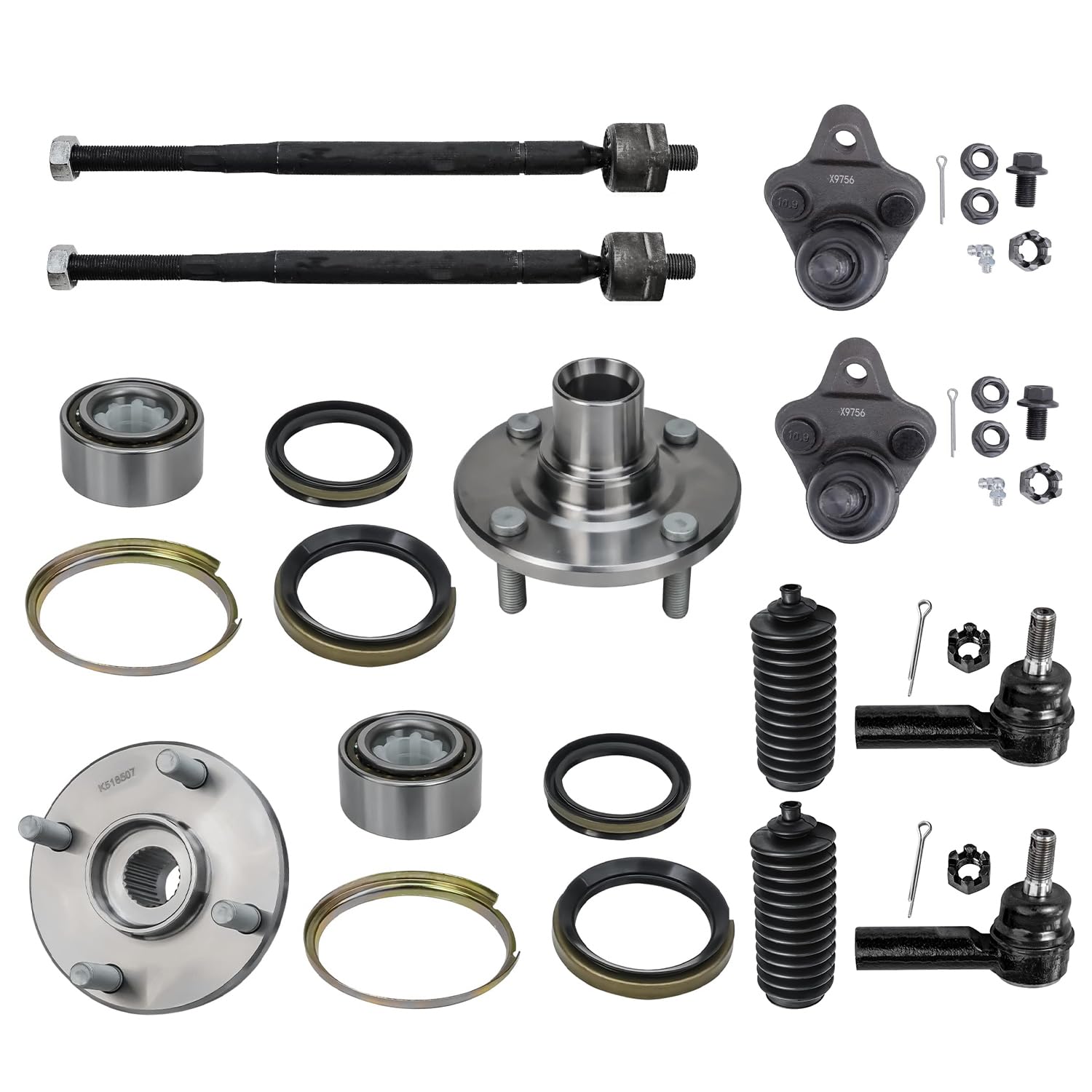 Detroit Axle - Front 10pc Wheel Bearing Hubs Kit for 1998-2002 Chevy Prizm