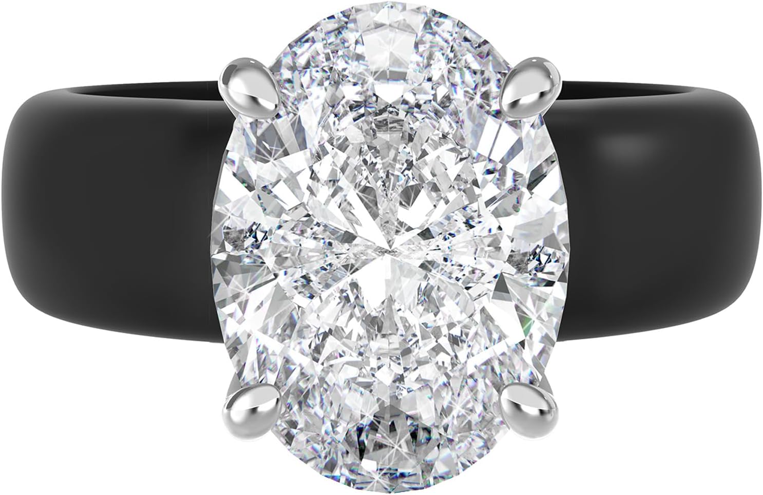 Rinfit Silicone Ring with Stone - Oval Cut Cubic Zirconia Solitaire Engagement Ring for Women - Rubber Wedding Bands - Patented Design