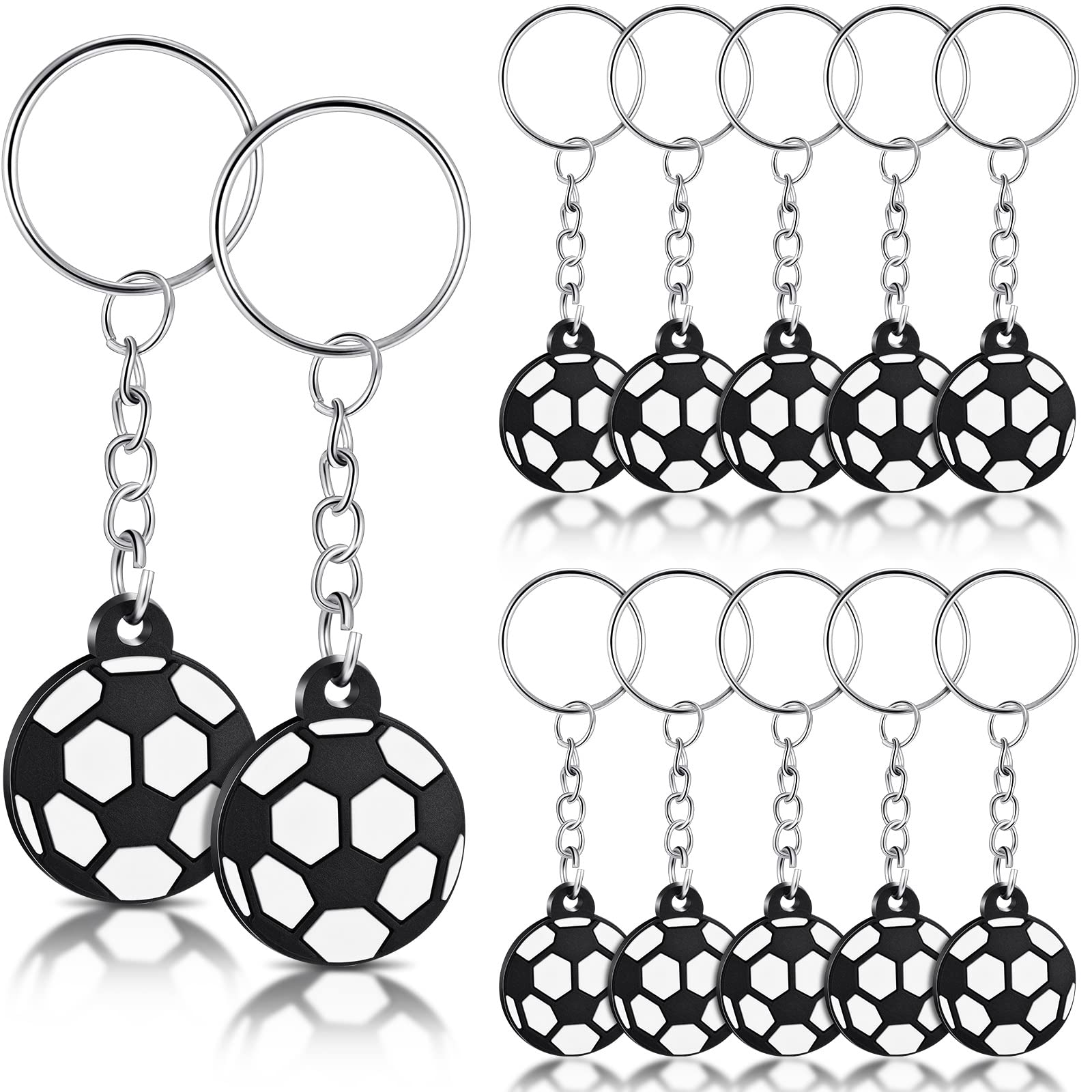Yaomiao Soccer Keychain, 12 PCS Mini Soccer Ball Keychains for Backpacks, Soccer Party Favors, Sports Keychains for Kids Party Decorations, School Carnival Reward