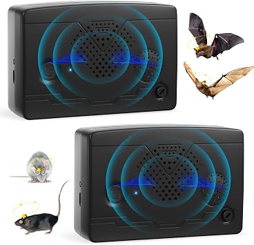 Bat Deterrent Devices,Bat Repellent for Attic,Rechargeable Bird Repellent,Porch & House | Bats Removal Do It Yourself for Indoor & Outdoor | Friendly to Human & Pet 2, Black