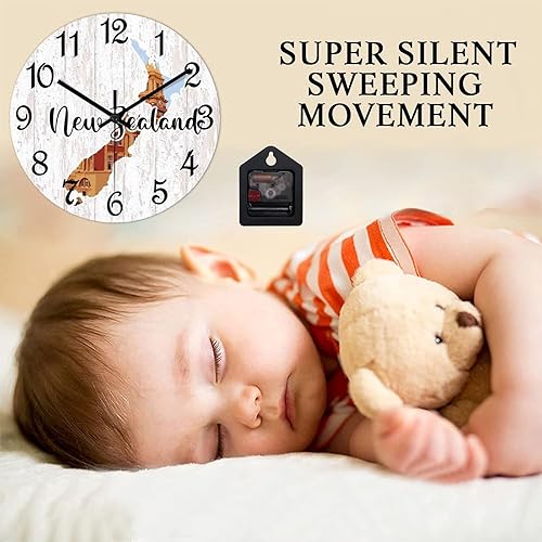 Miniatura 4 de Funlucy The View of New Zealand - Reloj de pared de Nueva Zelanda, reloj de pared de PVC de 12 pulgadas, funciona con pilas, no hace tictac,