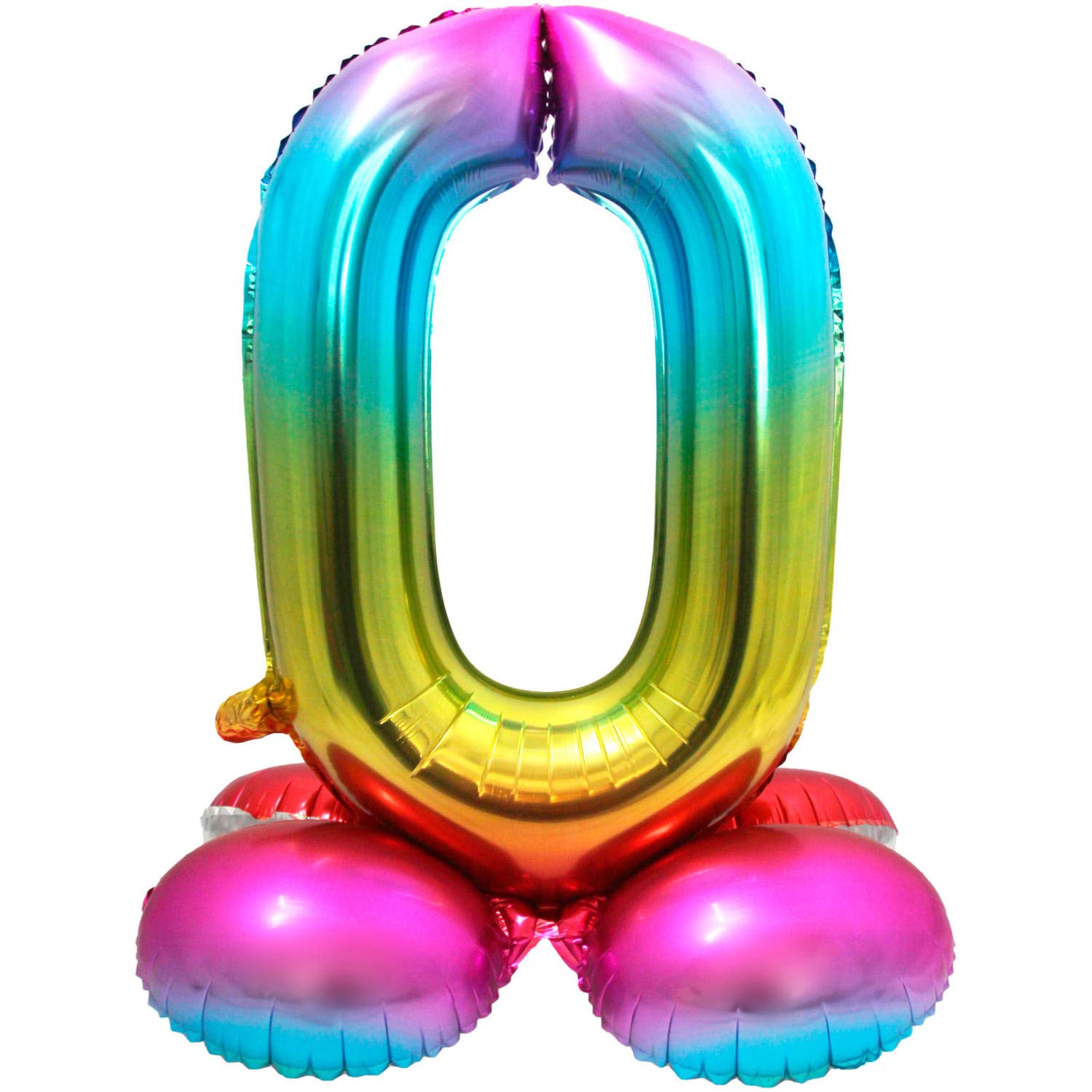 Folat 64290 Foil Balloon Number 0, Rainbow with Base, Costumes