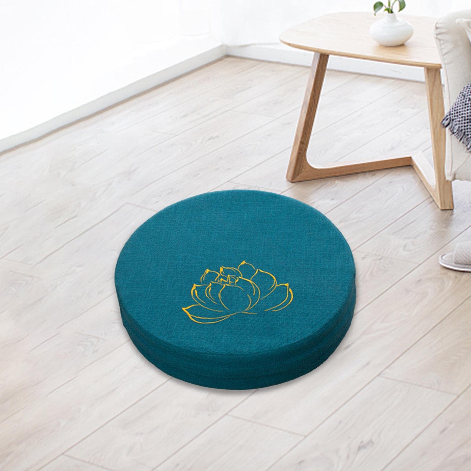 perfk Coussin de méditation de Yoga avec Housse Amovible Tapis de Tatami Japonais Accessoires de méditation Oreiller de Sol pour Yoga Salon Cadeaux de, Bleu Foncé 6cm