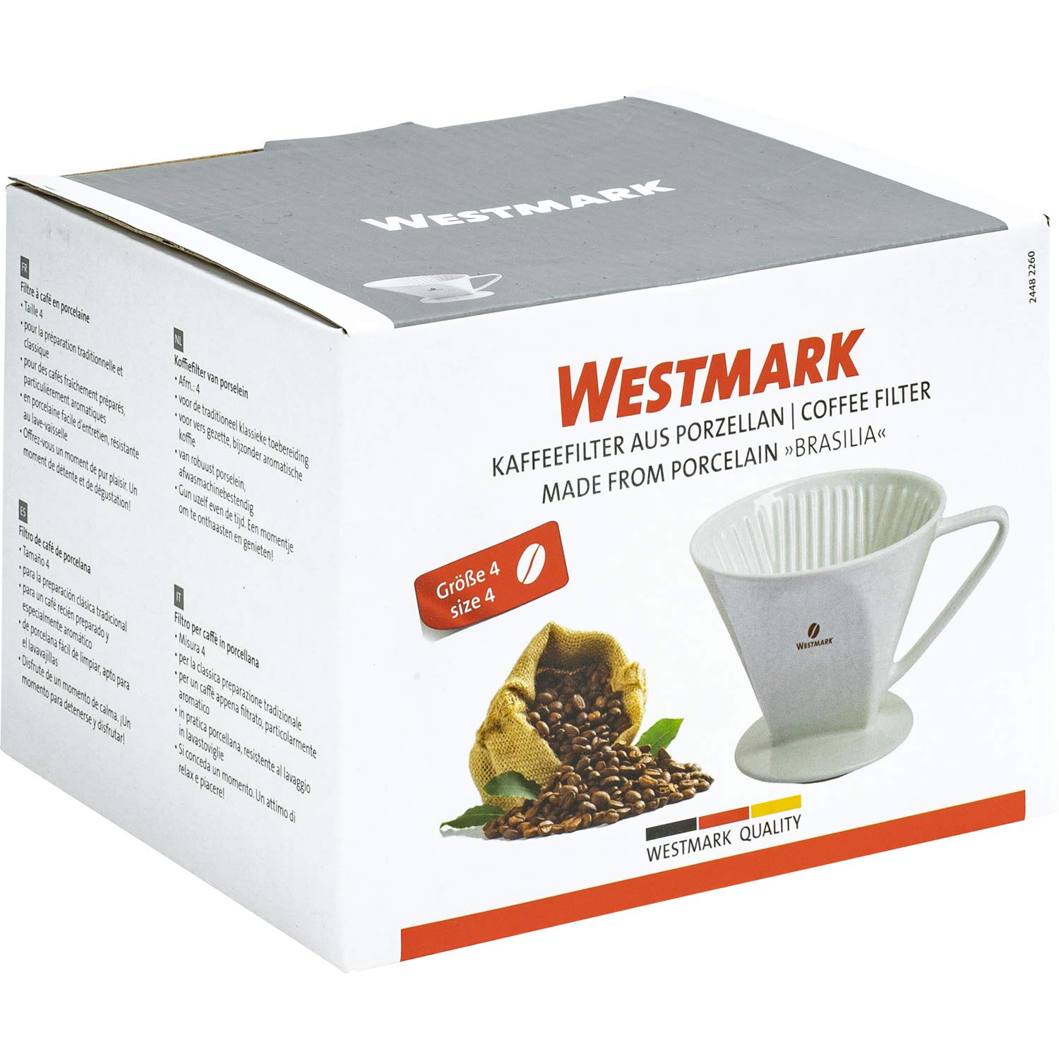 Westmark Filtro per caffè/Reggi-filtro in porcellana, Dimensioni filtro 4, Per max 4 tazze di caffè, Brasilia, Porcellana, 24482260