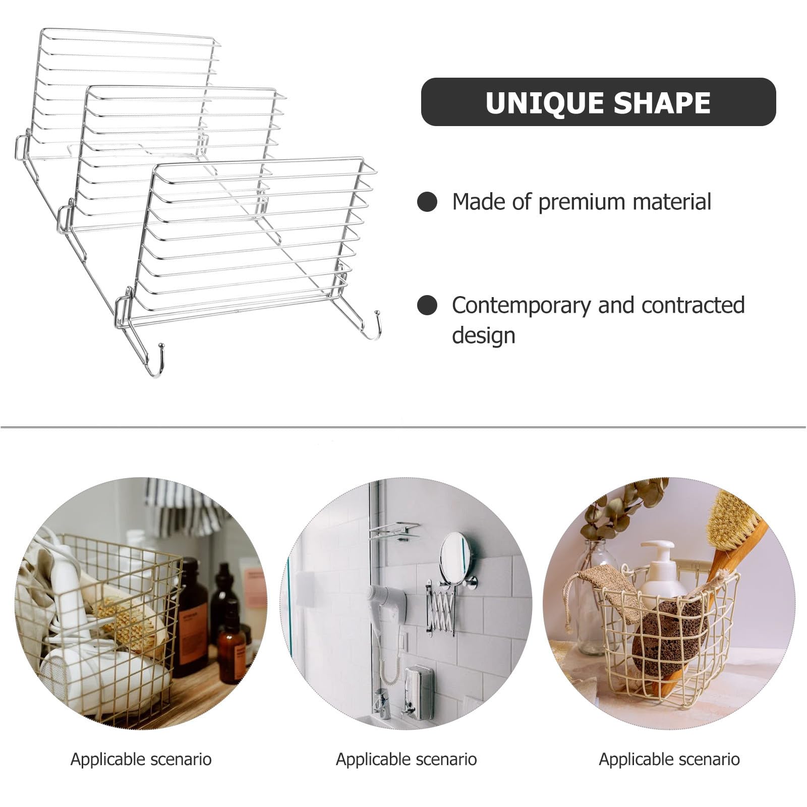 VALICLUD Estante de Ducha para Organizar Productos de Baño de Acero Inoxidable Plegable y Colgar Accesorios Pared con Gancho y Adhesivo sin Taladro