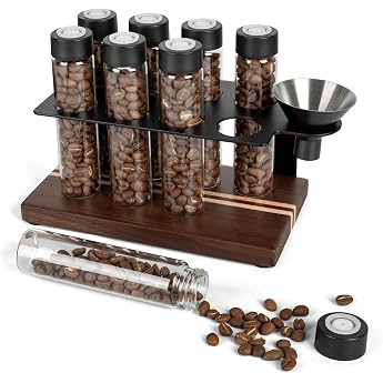 Walnut Solid Wood Base Coffee Canisters 8 Tubes Coffee Beans