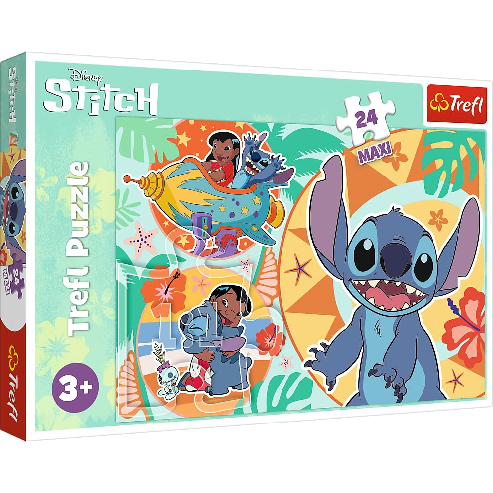 Trefl14365 Lilo & Stitch, Funny Day 24 Maxi-24 Large Elements Colourful Puzzle with Heroes of the TV Series, Creative Entertainment, Game for Children from 3 Years, Multicoloured