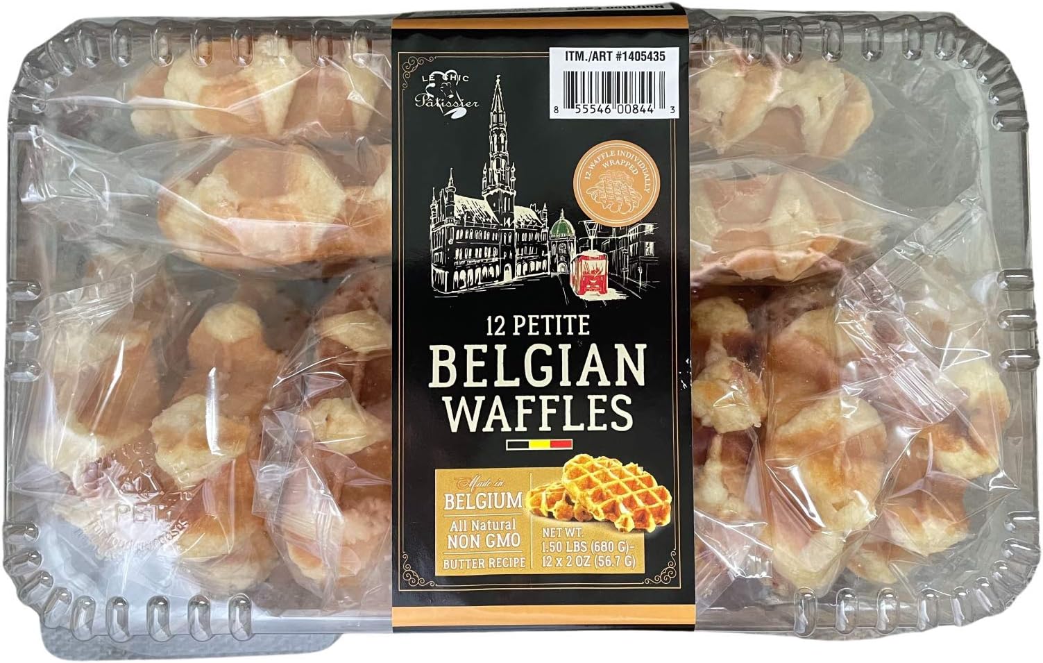 12 Petite Belgian Waffles Individaully Wrapped, All Natural Non GMO, Made in Gelgium,2 Ounce (Pack of 12)