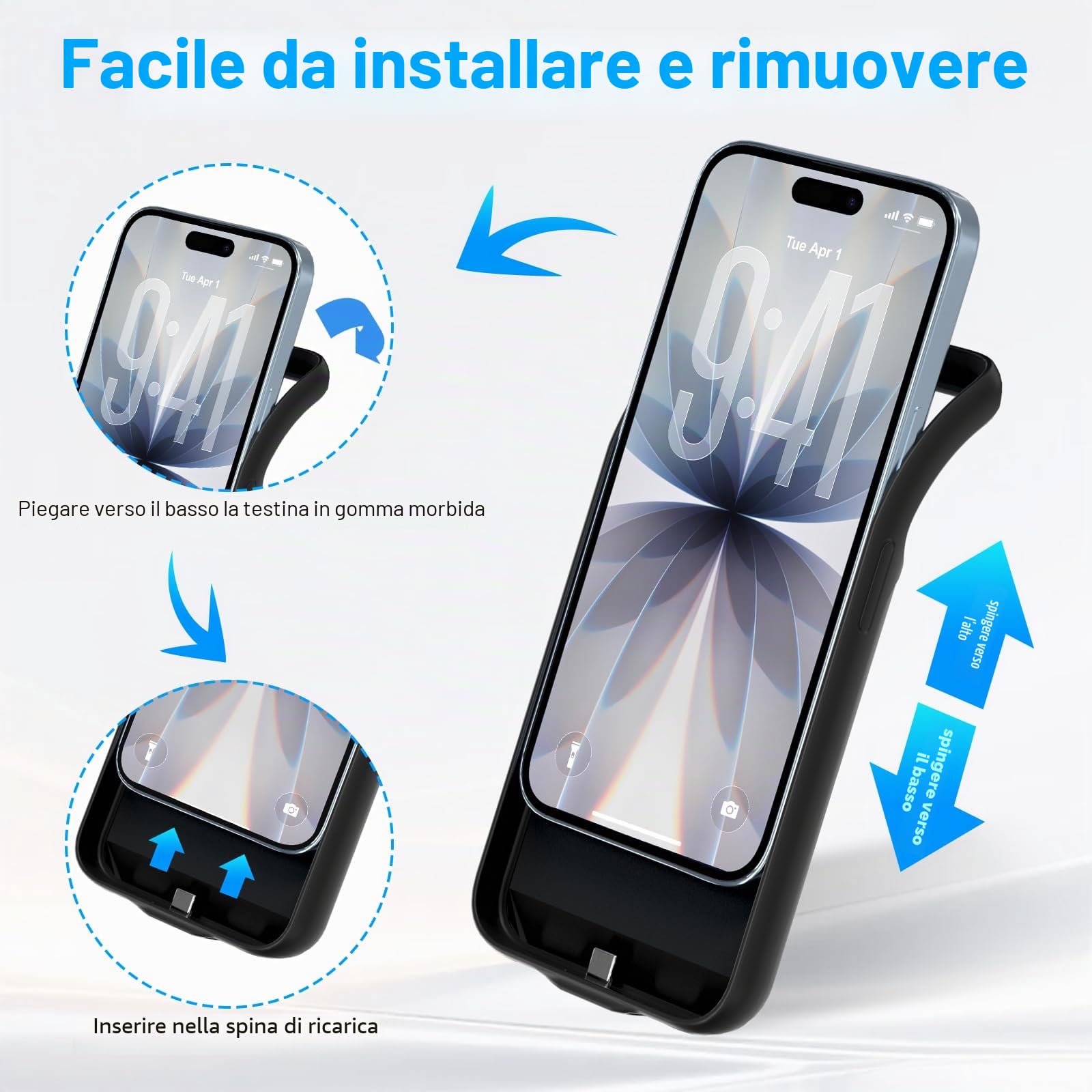 Custodia Con Batteria Per iPhone 17 (6,3 Pollici), Caricabatterie Portatile Da 8500 mAh, Custodia Ultra Sottile Con Batteria Estesa E Custodia Protettiva Con Funzione Di Ricarica Per iPhone 17