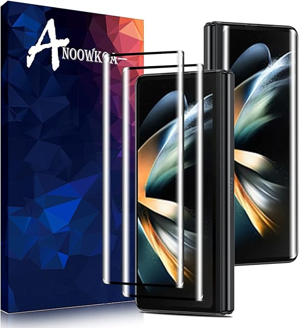 Anoowkoa [2 Pack 0.26mm Premium Samsung Galaxy Z Fold 4 Screen Protector Tempered Glass Film Guard Cover-Genuine Glass-One-Push Super Easy Installation