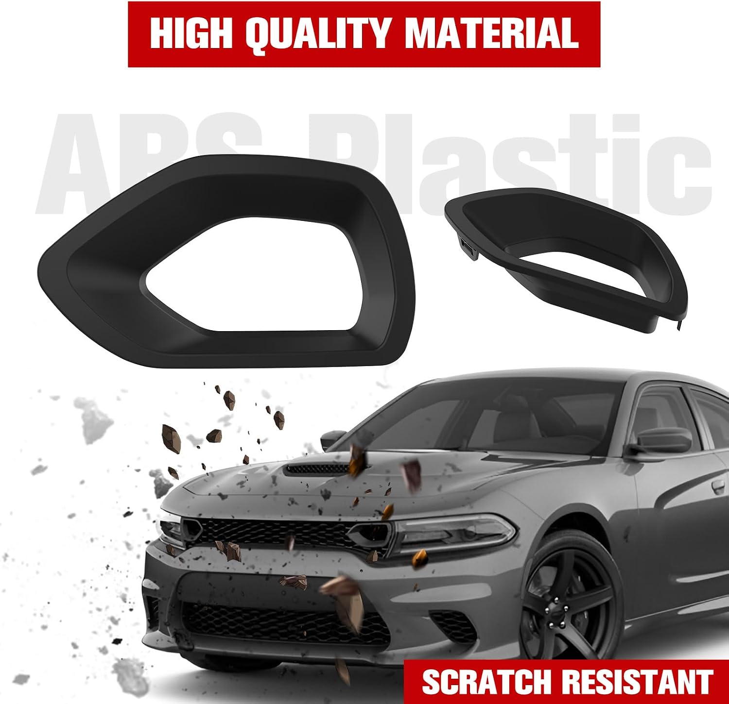 Front Bumper Grille Inserts Mesh Trim Bezel Decor for Dodge Charger R/T Scat Pack 2015-2021 Exterior Accessorie, Black, 2PCS