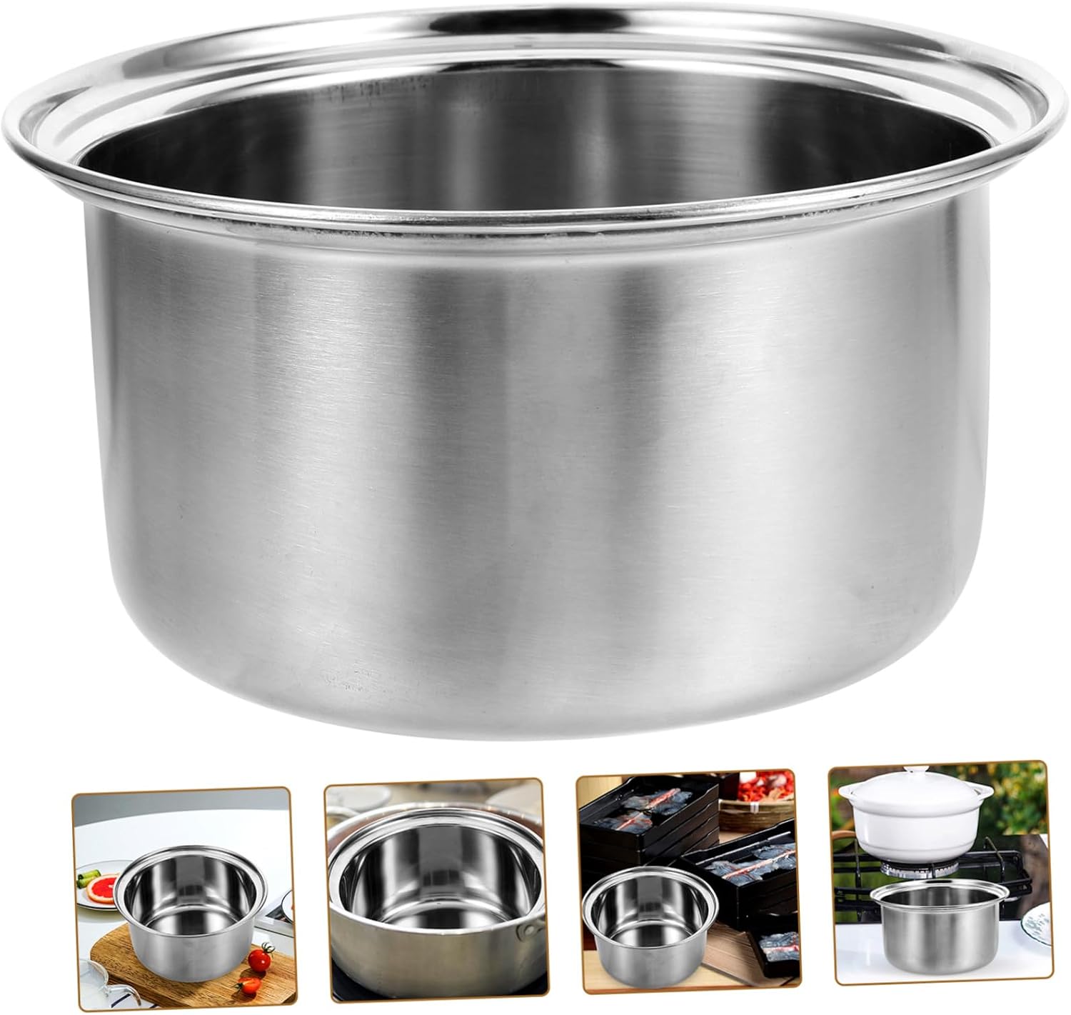 Stainless Steel Soup Pot Liner 6.61 Inch Compact Cooking Pot Liner for Induction Cookers Portable Inner Stock for Hot Soups Stews