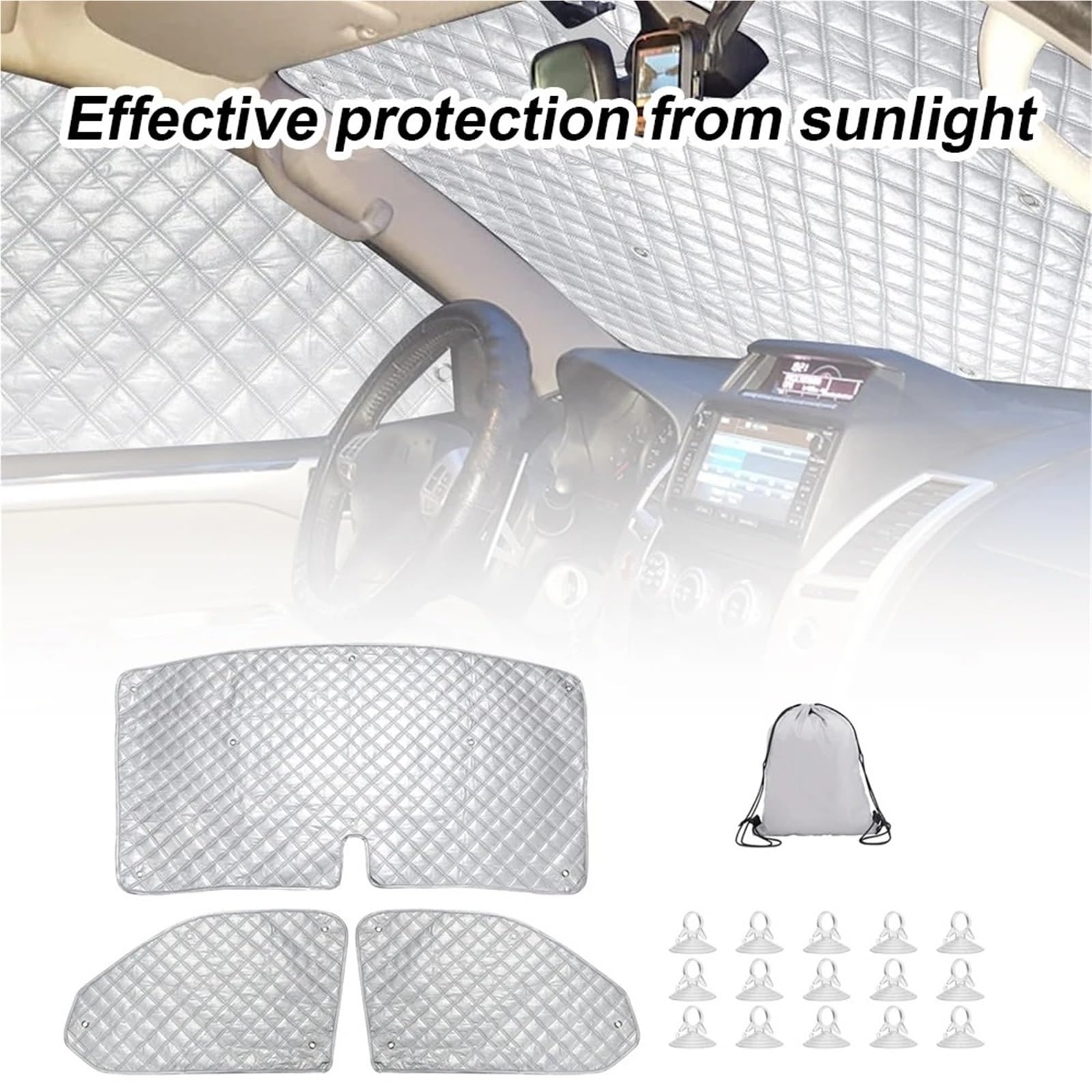 para VW T5 T6 Accesorios Exteriores De Coche 3 Uds Parasol para Parabrisas Delantero con Ventanas Laterales Cortina Protección UV Parasol Coche