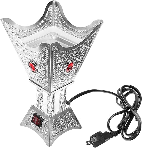 Quemador eléctrico de Oud portátil, quemador de incienso de metal, antigüedad, soporte para incensario de escritorio, centro de mesa (enchufe